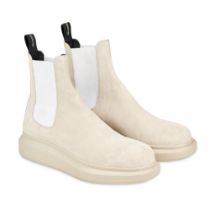 NO RESERVE ALEXANDER MCQUEEN IVORY SUEDE CHELSEA BOOTS