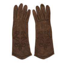 NO RESERVE HERMÈS VINTAGE BROWN SUEDE GLOVES