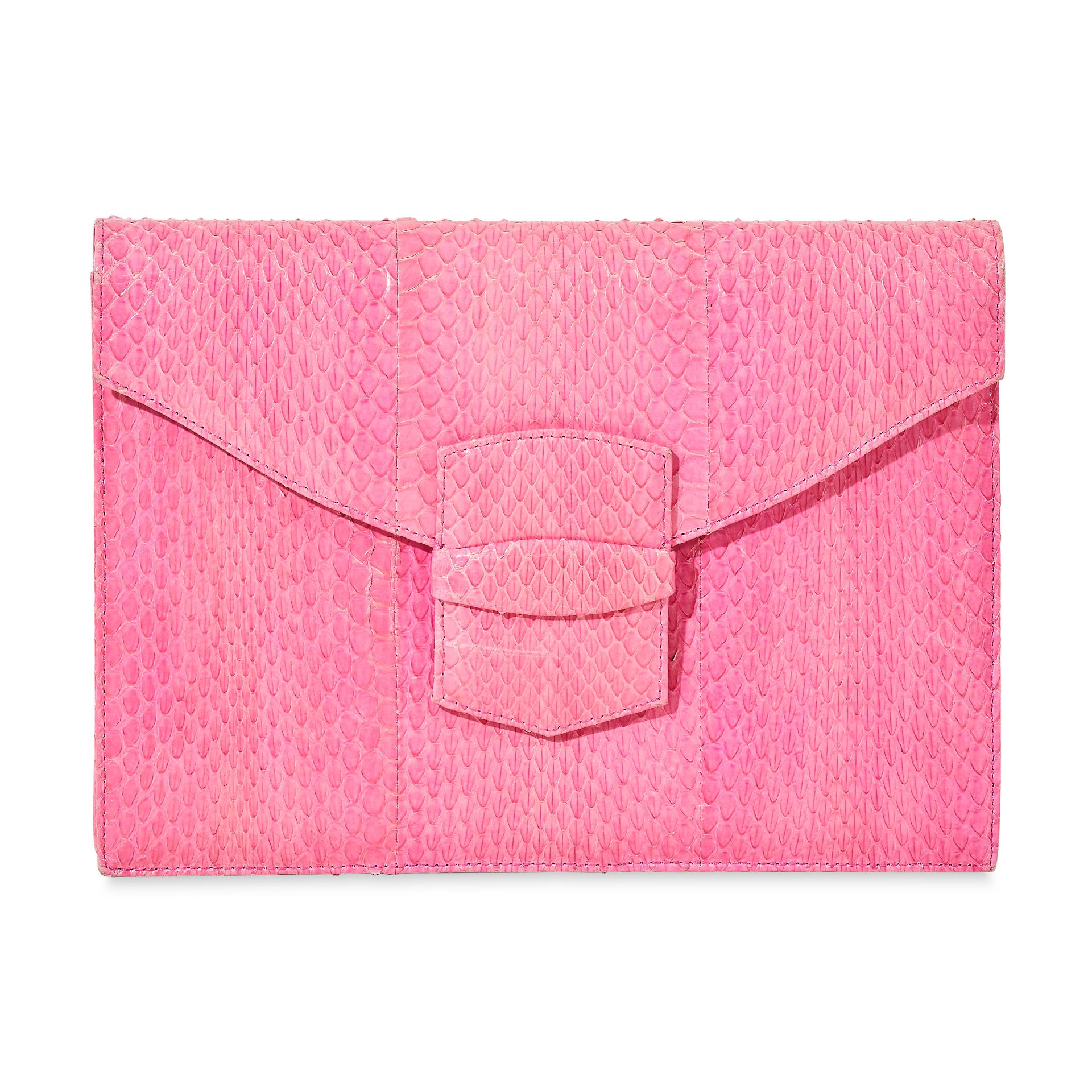 OSCAR DE LA RENTA SNAKESKIN ENVELOPE CLUTCH BAG - Image 2 of 3