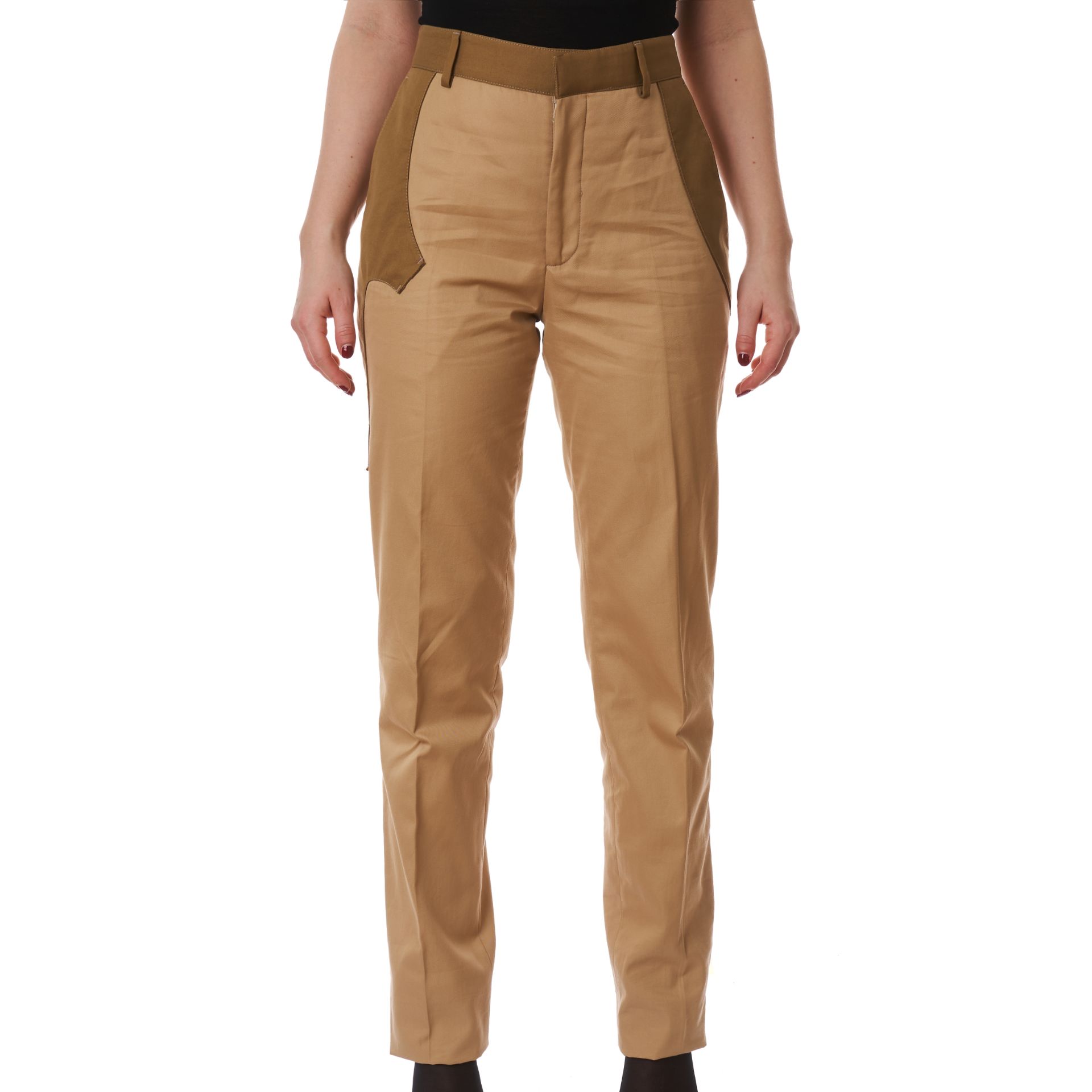 NO RESERVE ALEXANDER MCQUEEN TWO TONE BEIGE TROUSERS - Image 2 of 3