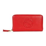 GUCCI RED LEATHER SOHO WALLET