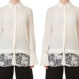 NO RESERVE TWO ALEXANDER MCQUEEN SILK-CHIFFON LACE-TRIMMED BLOUSES