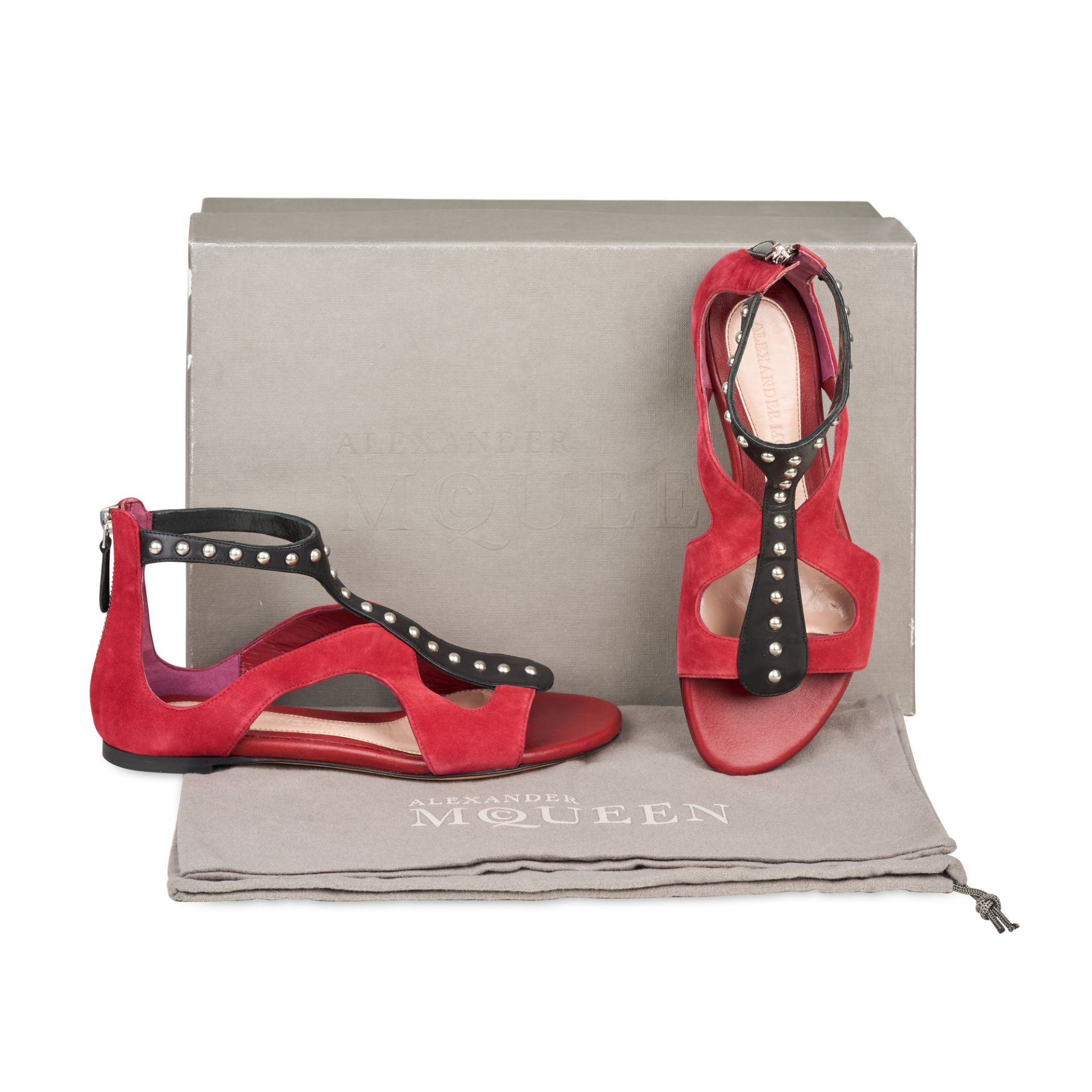 NO RESERVE ALEXANDER MCQUEEN SUEDE AND LEATHER STUDDED SANDALS - Image 2 of 2