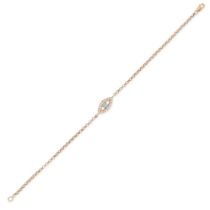 NO RESERVE - A TURQUOISE AND DIAMOND EVIL EYE BRACELET in 18ct rose gold, comprising a belcher ch...