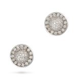 NO RESERVE - A PAIR OF DIAMOND CLUSTER EARRINGS in white gold, the bombe face pave set with round...