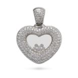 A DIAMOND HEART PENDANT the pendant designed as a heart with five free moving round brilliant cut...