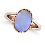 NO RESERVE - AN OPAL RING in 9ct yellow gold, set with a cabochon opal, full British hallmarks fo...