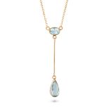 NO RESERVE - AN AQUAMARINE PENDANT NECKLACE the pendant set with an oval cut aquamarine suspendin...