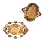 NO RESERVE - A COLLECTION OF CITRINE JEWELLERY comprising a ring set with an oval cut citrine, on...