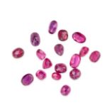 NO RESERVE - A COLLECTION OF UNMOUNTED RUBIES oval, cushion and pear cut, 16.10 carats.
