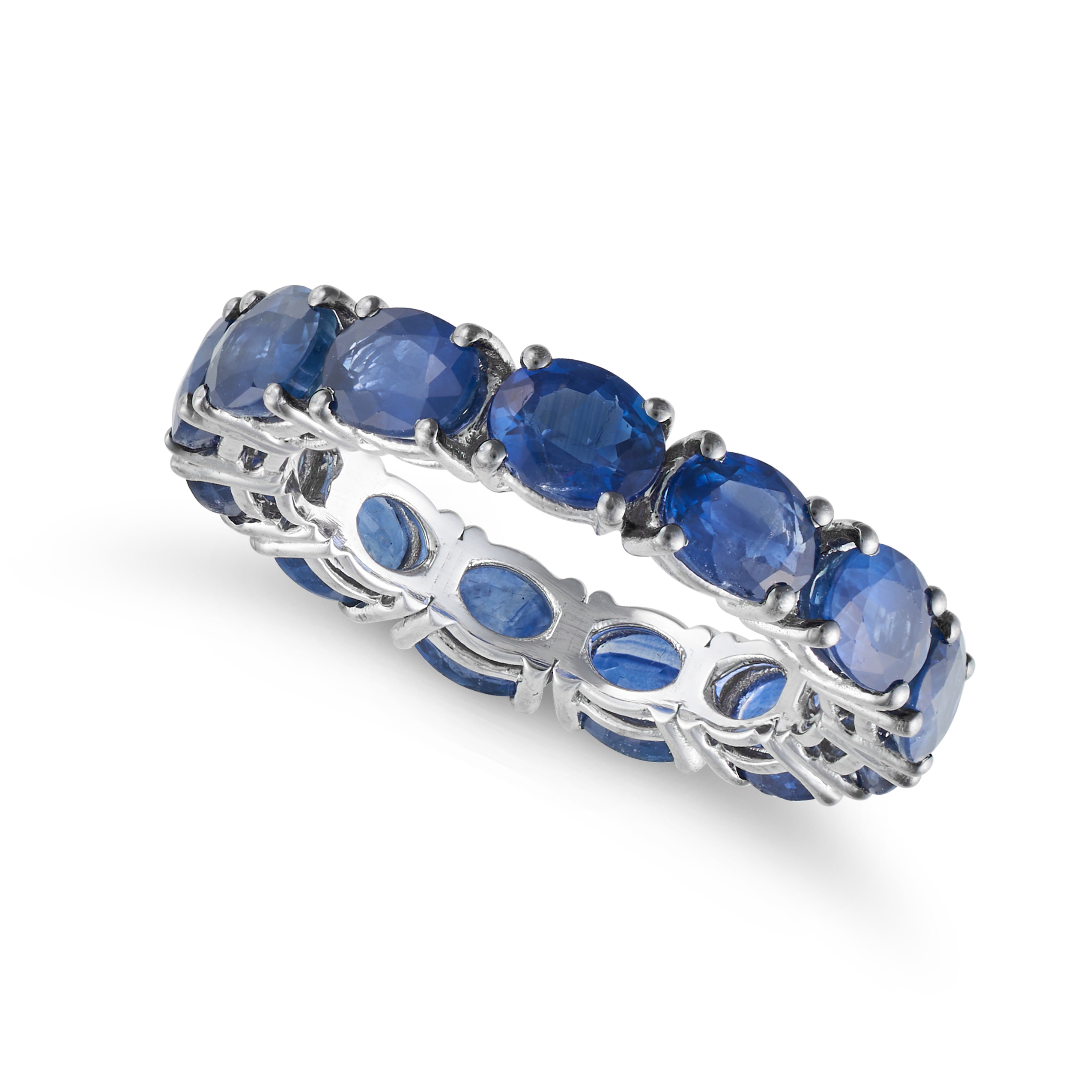 A SAPPHIRE FULL ETERNITY RING set all around with a row of oval cut sapphires, the sapphires all ...