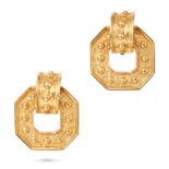 NO RESERVE - YVES SAINT LAURENT, A PAIR OF DOOR KNOCKER CLIP EARRINGS each comprising a clip fitt...