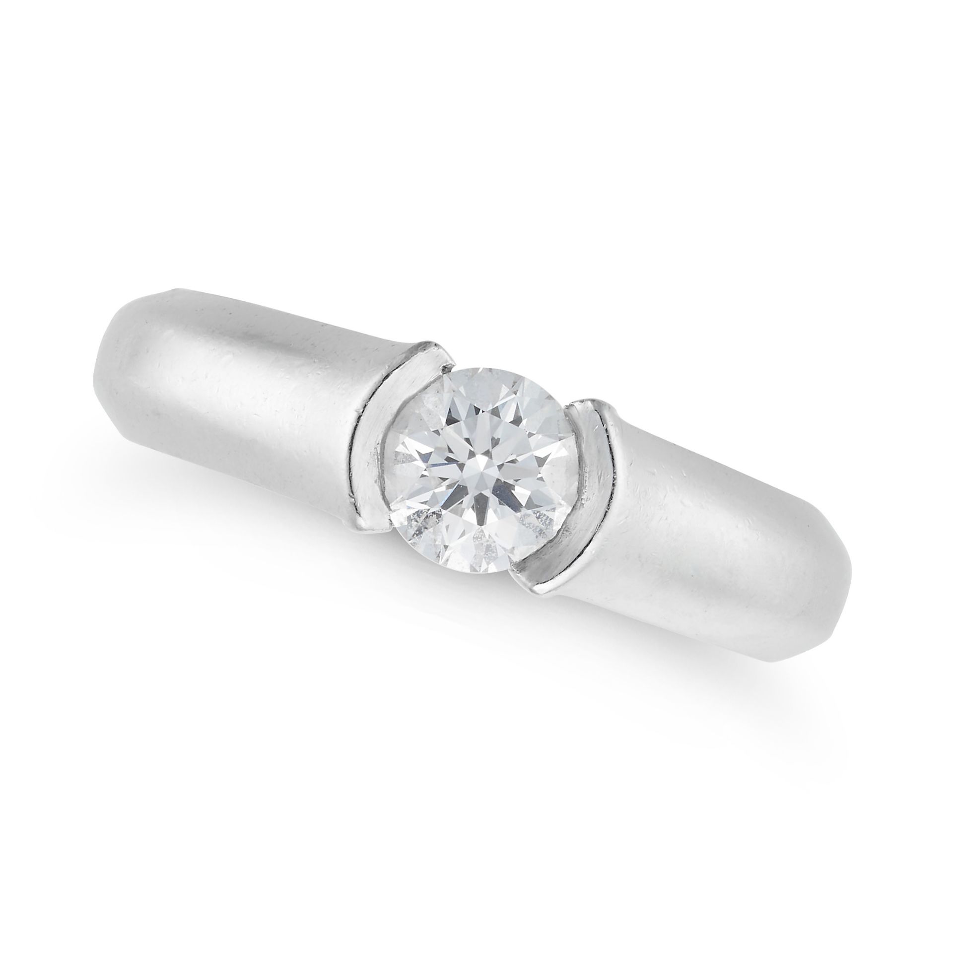 CARTIER, A SOLITAIRE DIAMOND RING in platinum, set with a round brilliant cut diamond of 0.50 car...
