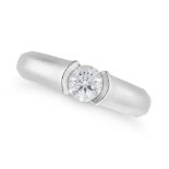 CARTIER, A SOLITAIRE DIAMOND RING in platinum, set with a round brilliant cut diamond of 0.50 car...