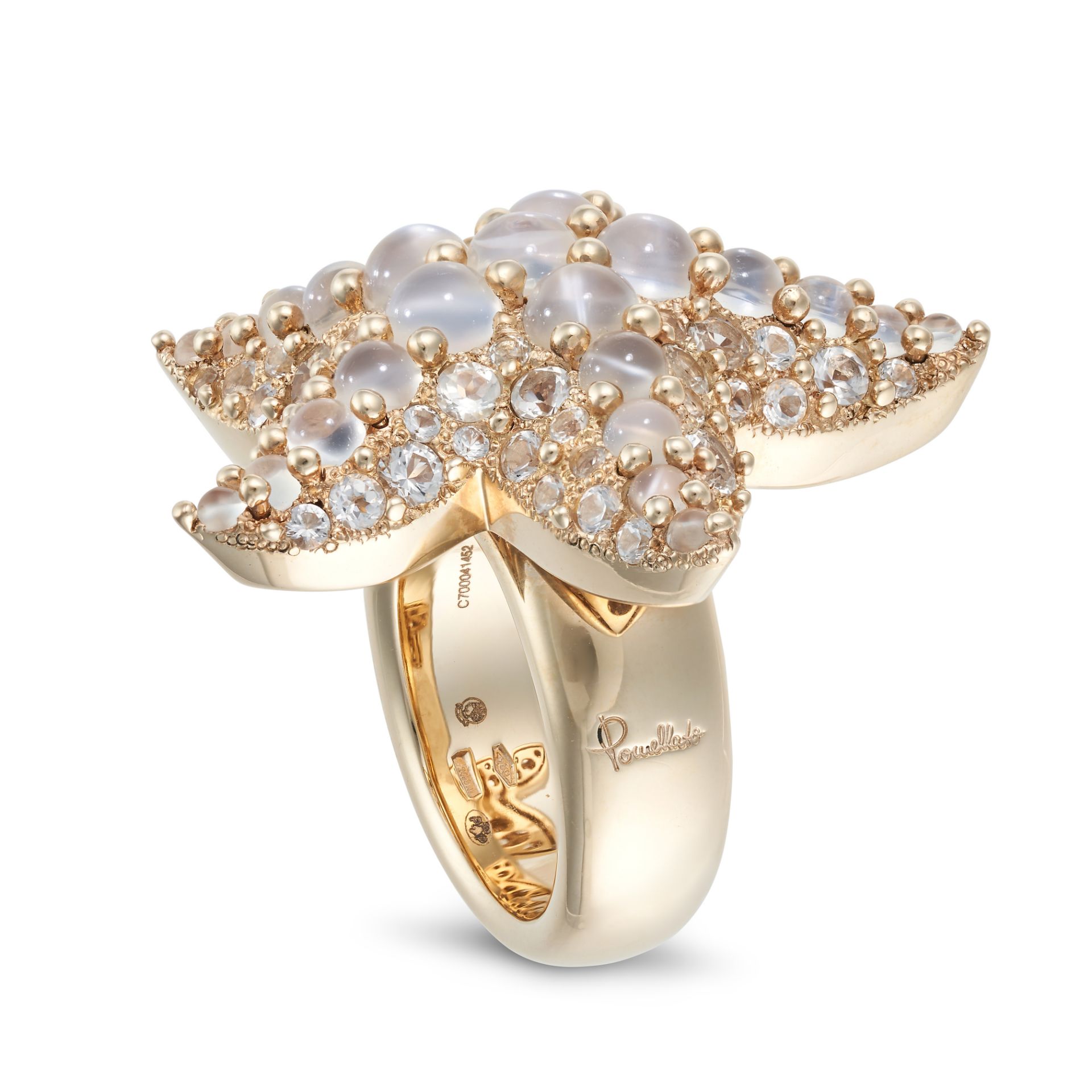 POMELLATO, A MOONSTONE AND WHITE TOPAZ STARFISH RING designed as a starfish, set throughout with ... - Bild 2 aus 2