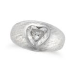 A DIAMOND GYPSY RING set with a heart cut diamond of approximately 1.10 carats, no assay marks, s...