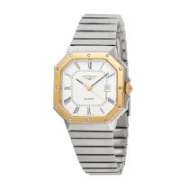 LONGINES, A VINTAGE WRISTWATCH in stainless steel, the octagonal screw down bezel surrounding a w...