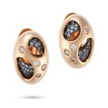 VALENTE, A PAIR OF SAPPHIRE AND DIAMOND EARRINGS each set with clusters of round cut sapphires ac...