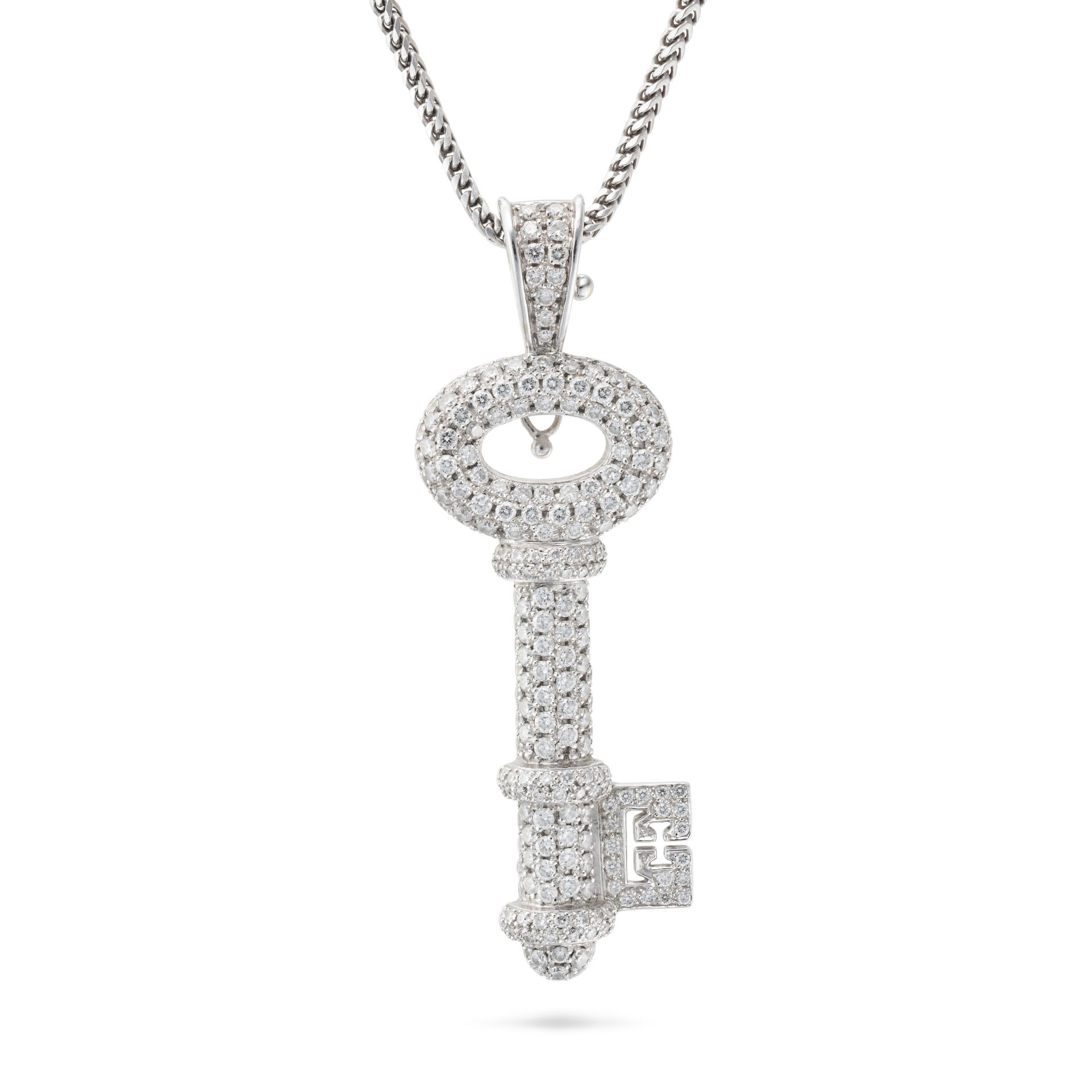 THEO FENNELL, A DIAMOND KEY PENDANT NECKLACE in 18ct white gold, the pendant designed as a key pa... - Bild 2 aus 2
