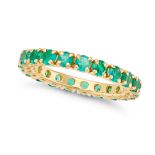 AN EMERALD FULL ETERNITY RING set all around with a row of round cut emeralds, the emeralds all t...