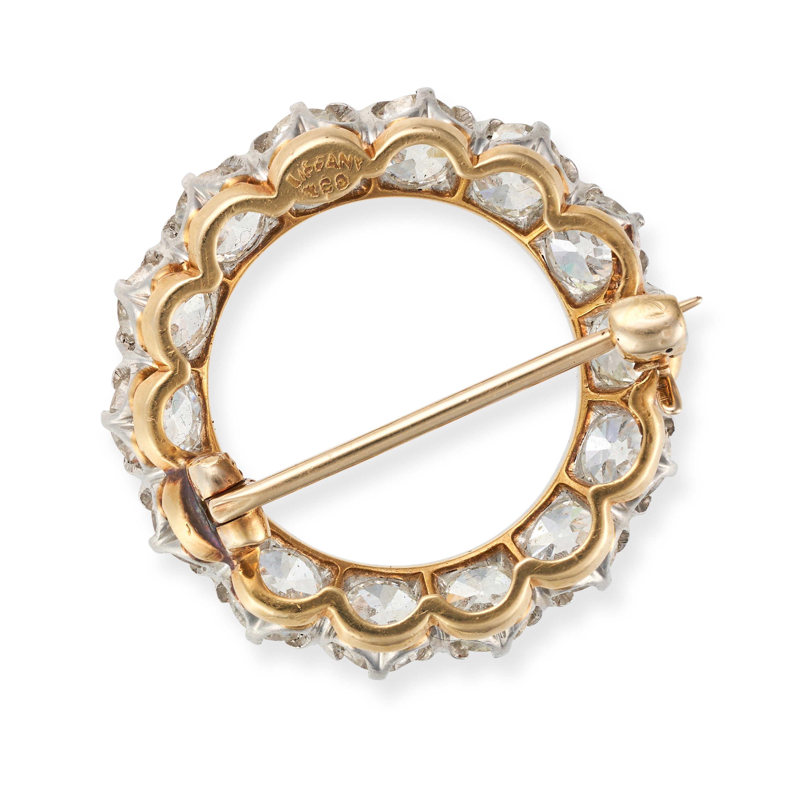 TIFFANY & CO., A DIAMOND CIRCLE BROOCH designed as an open circle set with old cut diamonds, the ... - Image 2 of 2