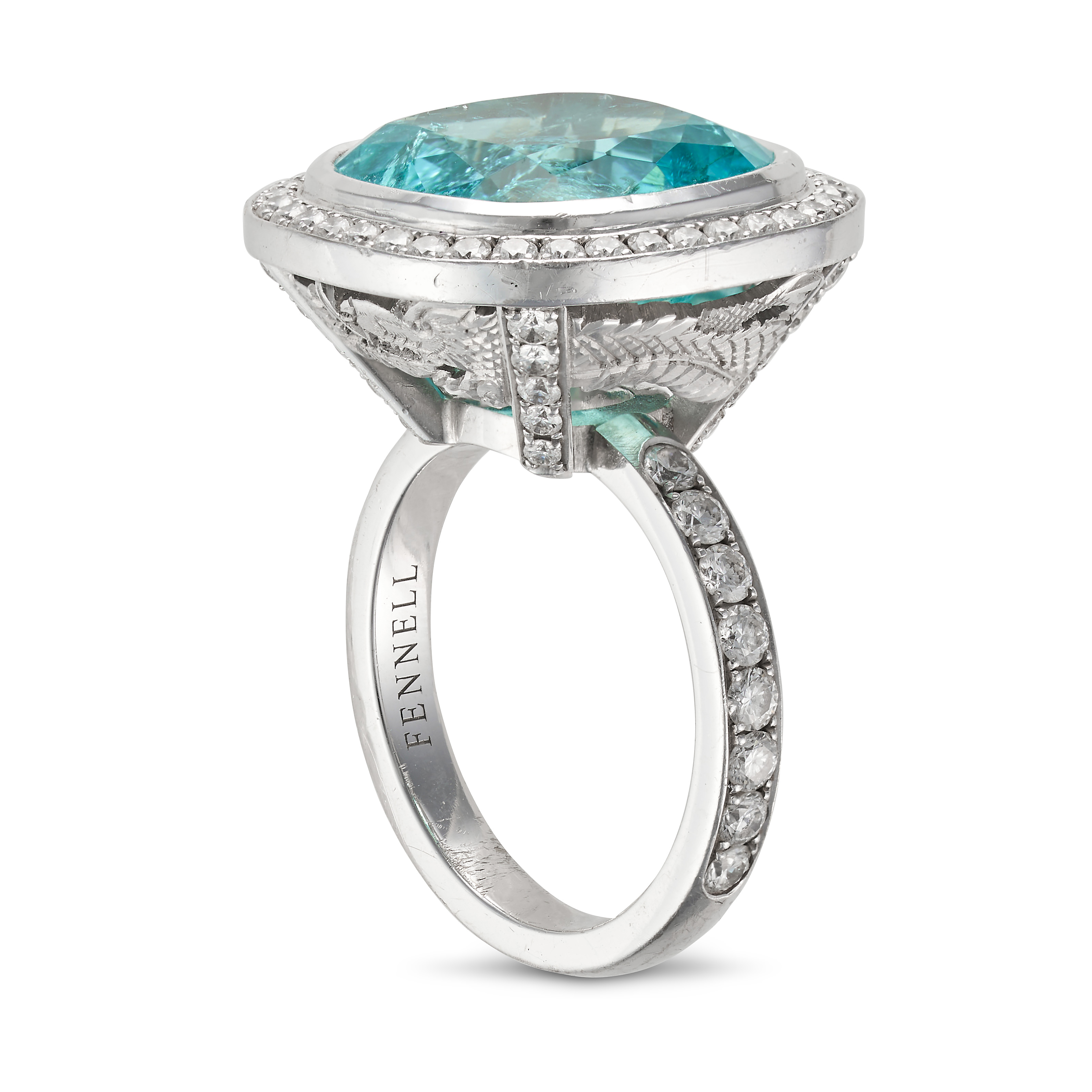 THEO FENNELL, A 11.43 CARAT PARAIBA TOURMALINE AND DIAMOND RING in 18ct white gold, set with a cu... - Image 2 of 3
