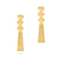 LOREN NICOLE, A PAIR OF NOMAD DROP EARRINGS comprising a row of hammered links, Loren Nicole make...