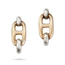 HERMES, A PAIR OF CHAINE D'ANCRE CLIP EARRINGS in 18ct yellow gold and silver, each comprising a ...