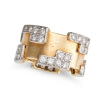 DAVID WEBB, A DIAMOND RING the band ring accented by geometric segments set with round brilliant ...