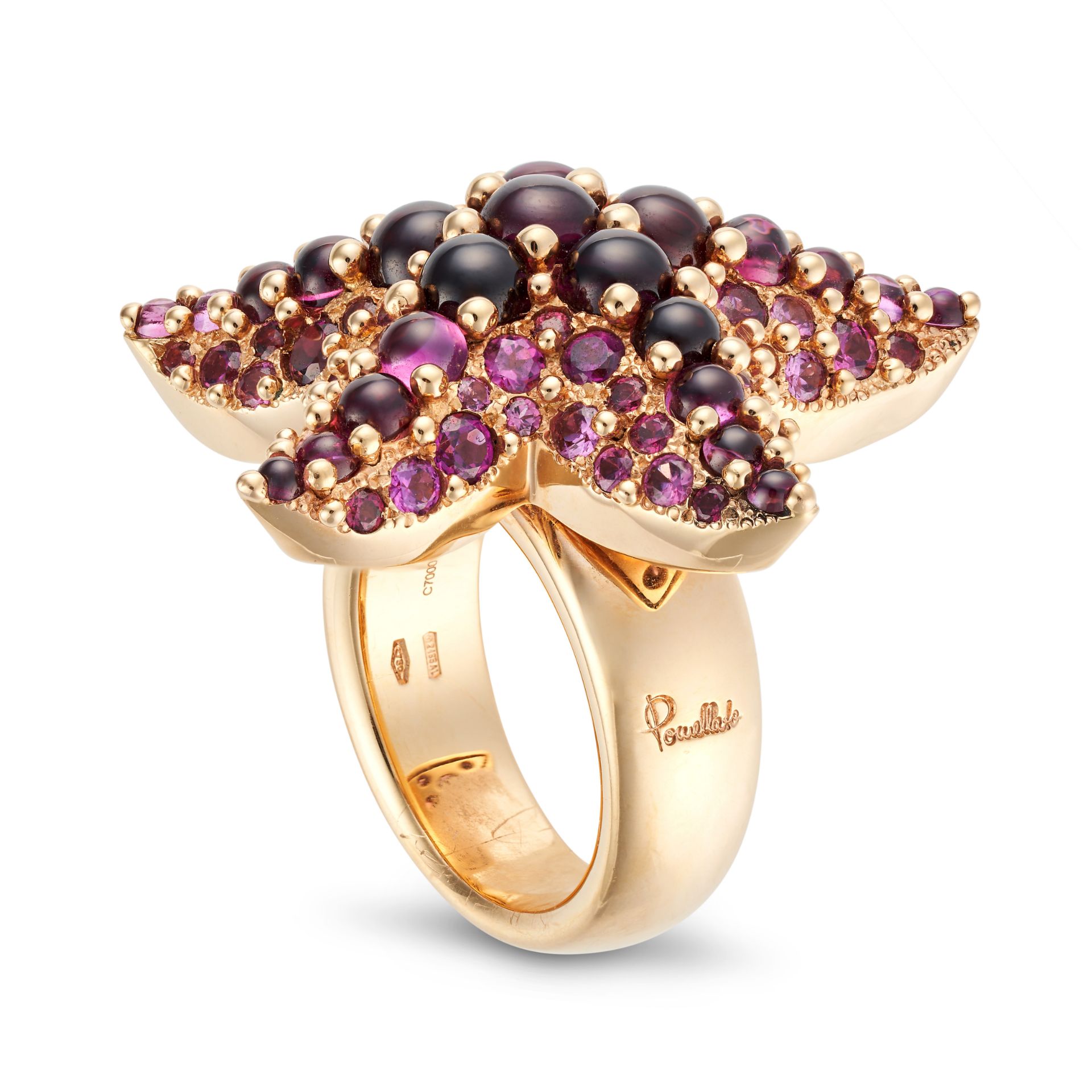 POMELLATO, A RHODOLITE GARNET STARFISH RING designed as a starfish set throughout with round cabo... - Image 2 of 2