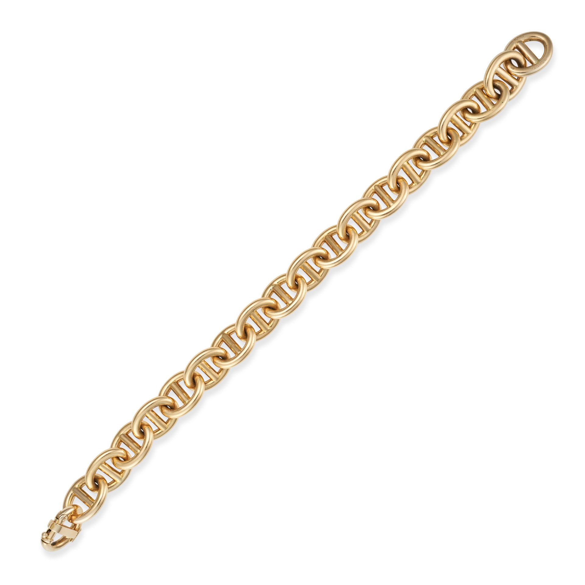 HERMES, A MARINER LINK BRACELET in 18ct yellow gold, comprising a row of mariner links, signed He...
