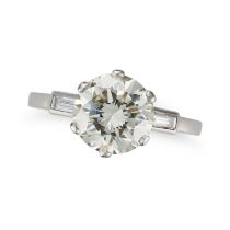 A 3.19 CARAT SOLITAIRE DIAMOND RING in platinum, set with a round brilliant cut diamond of 3.19 c...