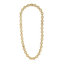 JEAN SCHLUMBERGER FOR TIFFANY & CO., A GOLD NECKLACE comprising a row of open circular links acce...