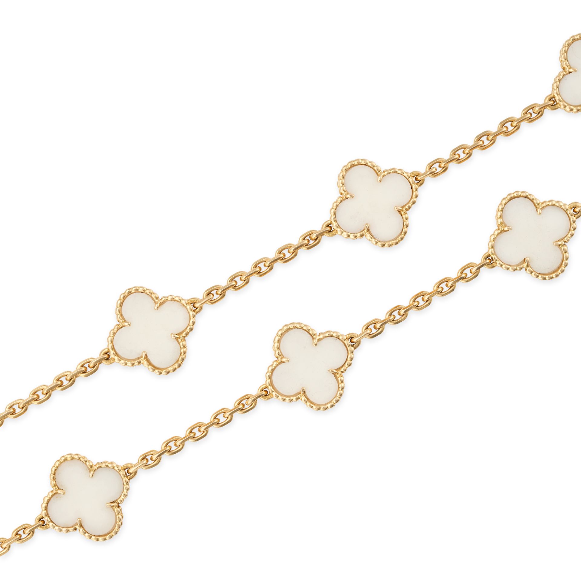 VAN CLEEF & ARPELS, A VINTAGE TWENTY MOTIF WHITE PORCELAIN DE SEVRES ALHAMBRA NECKLACE in 18ct ye... - Image 3 of 3