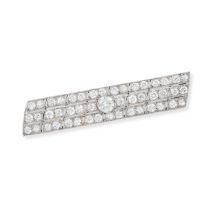 A DIAMOND BROOCH designed as a parallelogram set to the centre with a transitional cut diamond of...