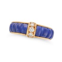 VAN CLEEF & ARPELS, A LAPIS LAZULI AND DIAMOND RING set with two sections of fluted lapis lazuli,...
