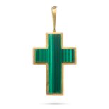 TIFFANY & CO., A MALACHITE CROSS PENDANT designed as a cross set with a piece of polished malachi...