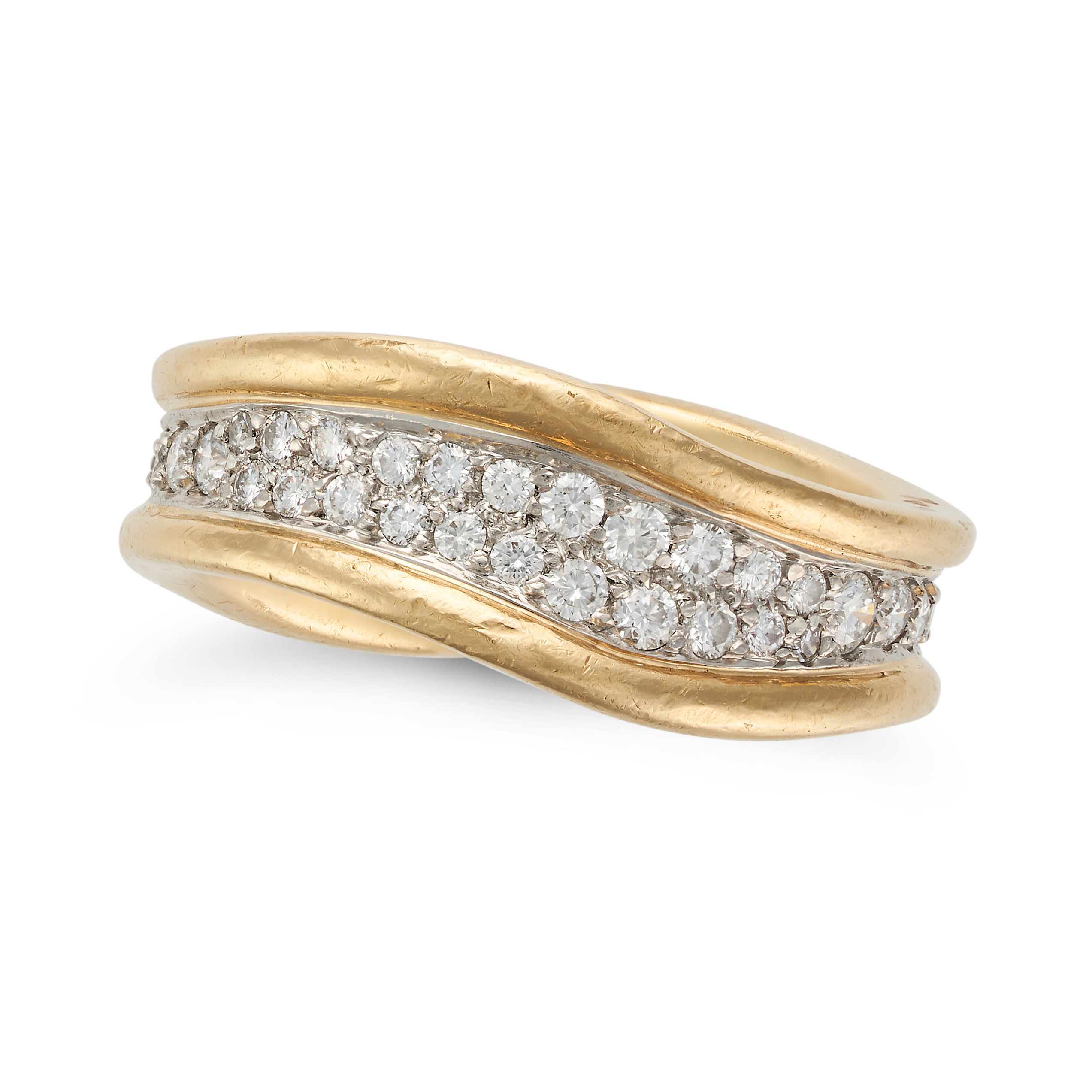 TIFFANY & CO., A DIAMOND RING pave set with rows of round brilliant cut diamonds, signed Tiffany ...