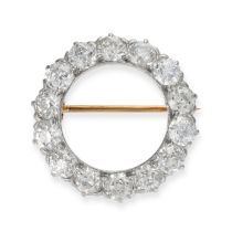 TIFFANY & CO., A DIAMOND CIRCLE BROOCH designed as an open circle set with old cut diamonds, the ...