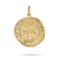 AN ANTIQUE BYZANTINE COIN PENDANT stamped 18K, 3.5cm, 7.8g.