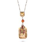 ATTR DORRIE NOSSITER, AN ARTS AND CRAFTS CITRINE, AMBER, HESSONITE GARNET AND PERIDOT PENDANT NEC...