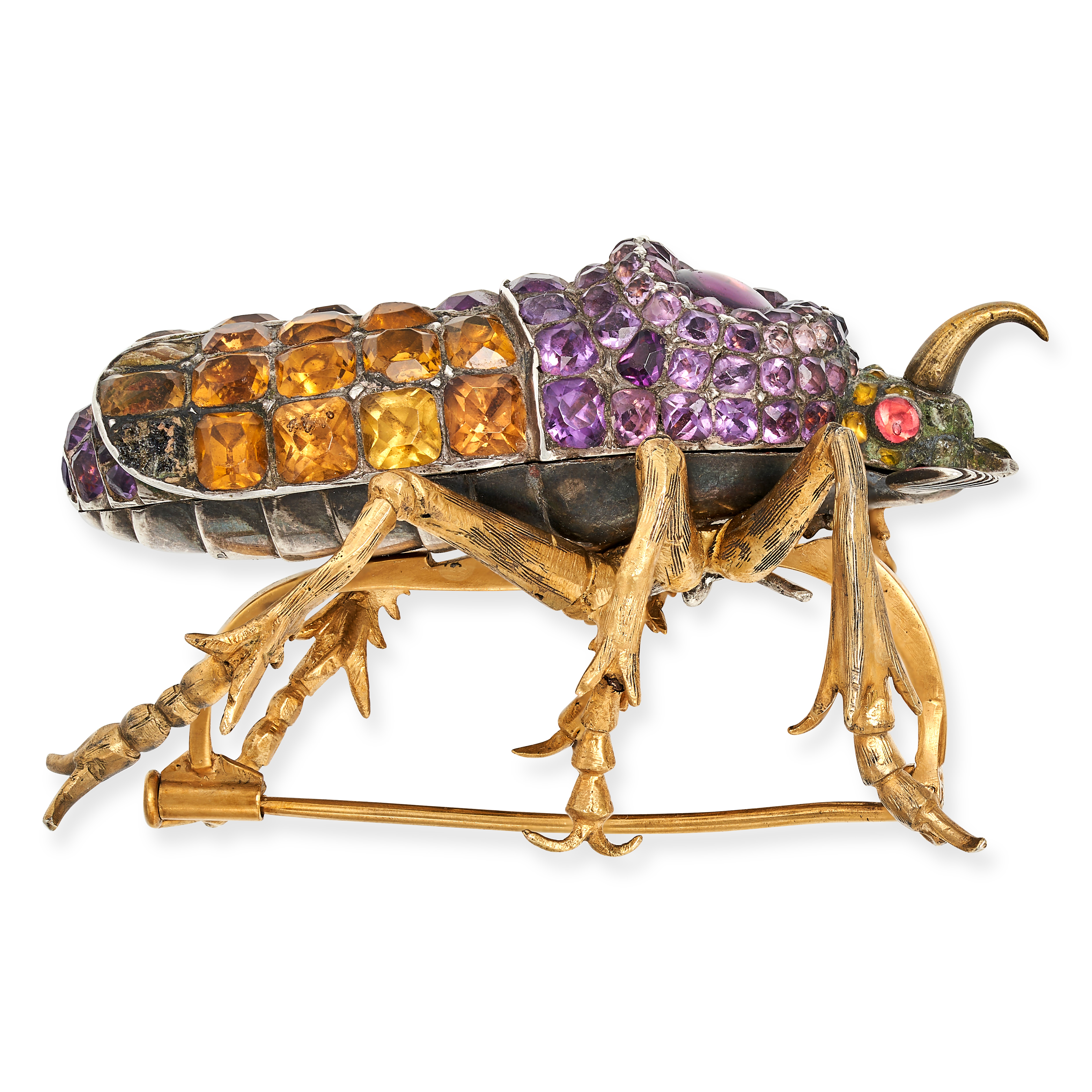 AN ANTIQUE GEORGIAN PASTE BEETLE BROOCH designed as a beetle, the body set with cushion and round... - Image 2 of 2