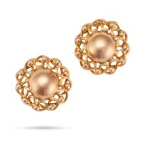 A PAIR OF EARRINGS the domed earrings accented by beaded detailing, no assay marks, 1.6cm, 3.5g