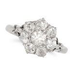 A DIAMOND CLUSTER RING set with a cluster of old European cut diamonds, the diamonds all totallin...