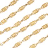 AN ANTIQUE GOLD CHAIN NECKLACE in 18ct yellow gold, comprising a row of fancy links each designed...