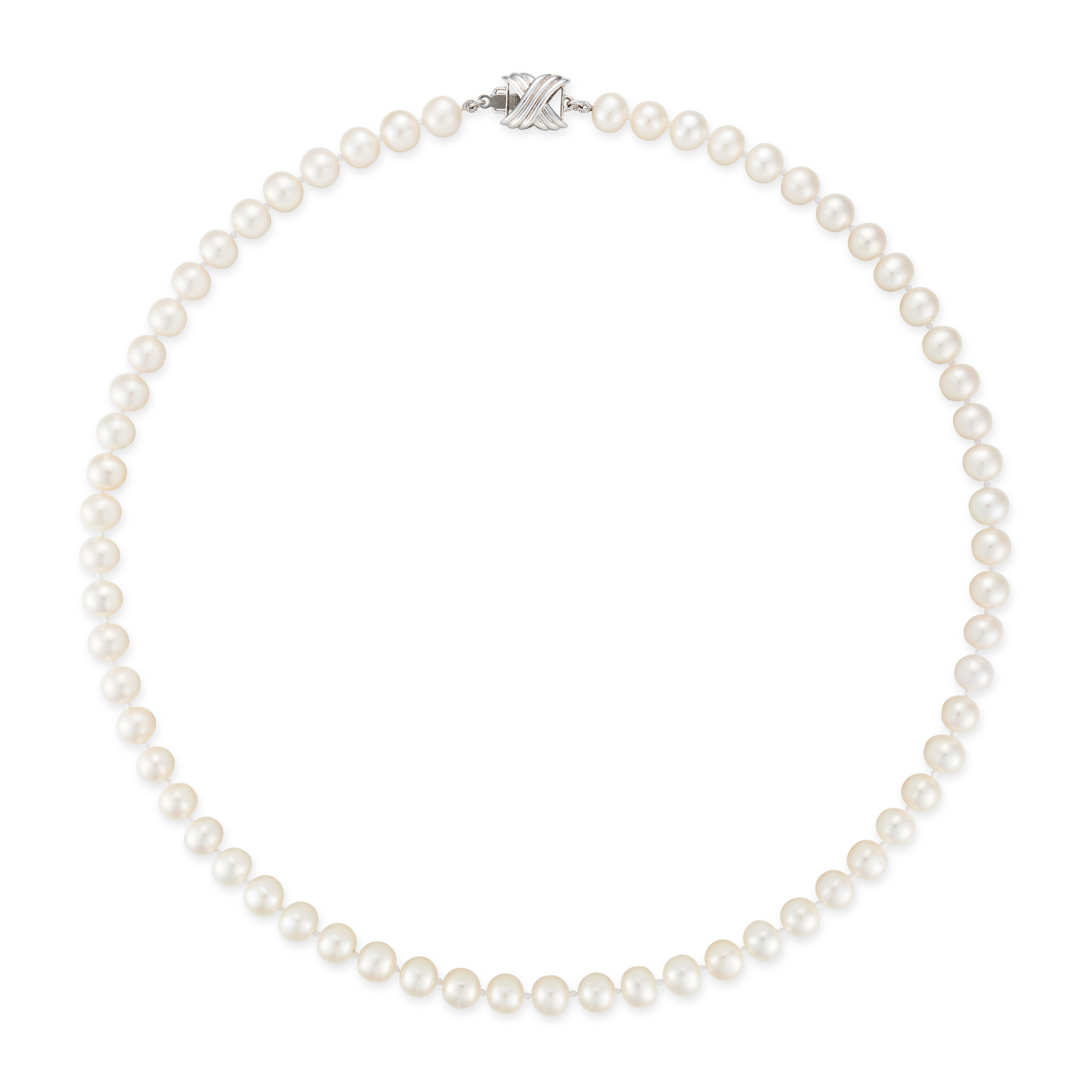 NO RESERVE - A PEARL NECKLACE comprising a single row of pearls, stamped 925, 47.0cm, 27.9g.