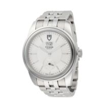 TUDOR GLAMOUR DOUBLE DATE WRISTWATCH in stainless steel, circa 2019, model number 57000, automatic m