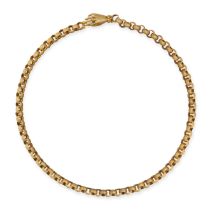 AN ANTIQUE EMERALD BELCHER CHAIN NECKLACE in yellow gold, comprising a row of stylised belcher li...