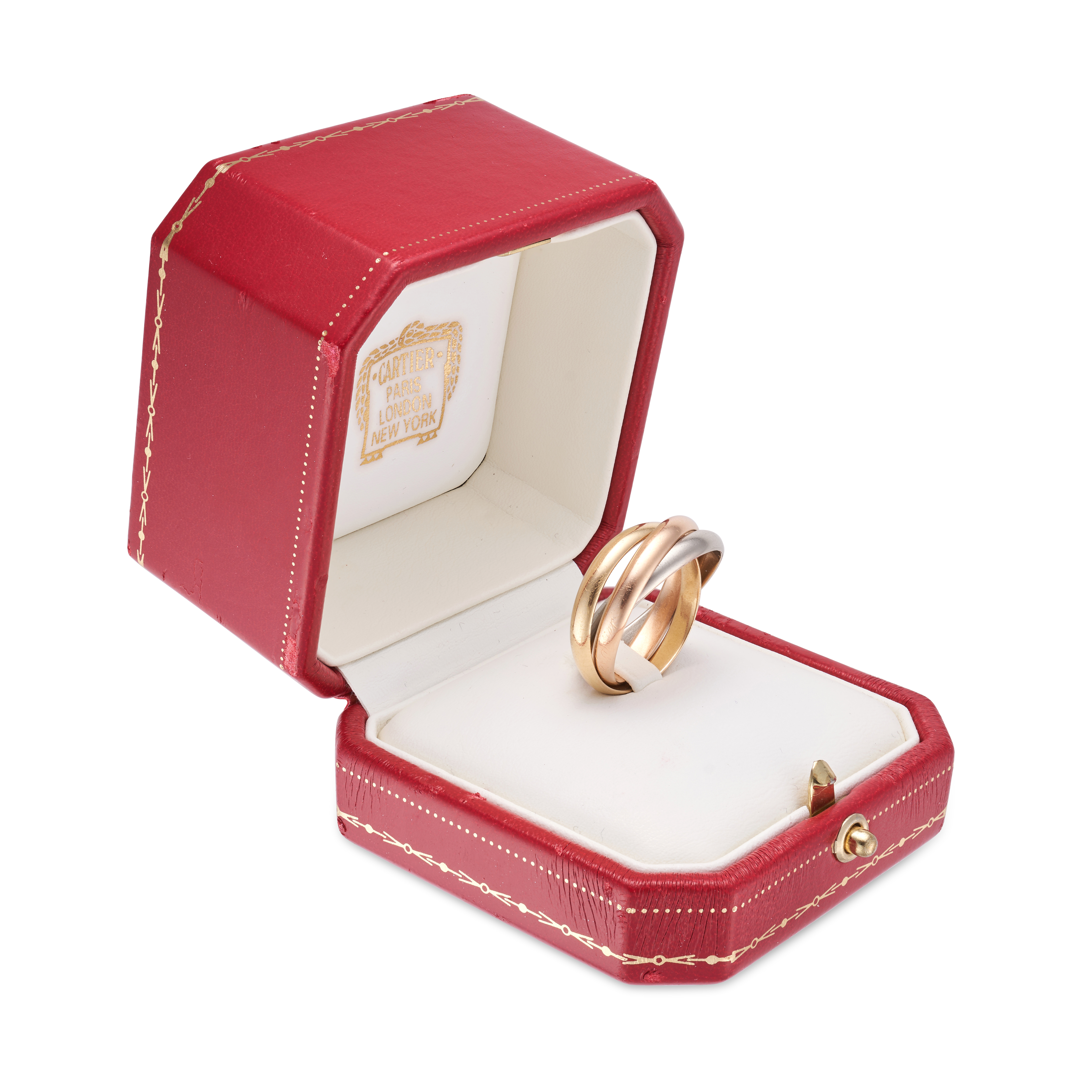 LES MUST DE CARTIER, A TRINITY RING in 18ct gold and platinum, comprising three interlocking band... - Image 3 of 4