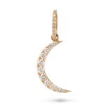 A DIAMOND MOON PENDANT designed as a crescent moon set with round brilliant cut diamonds, the dia...